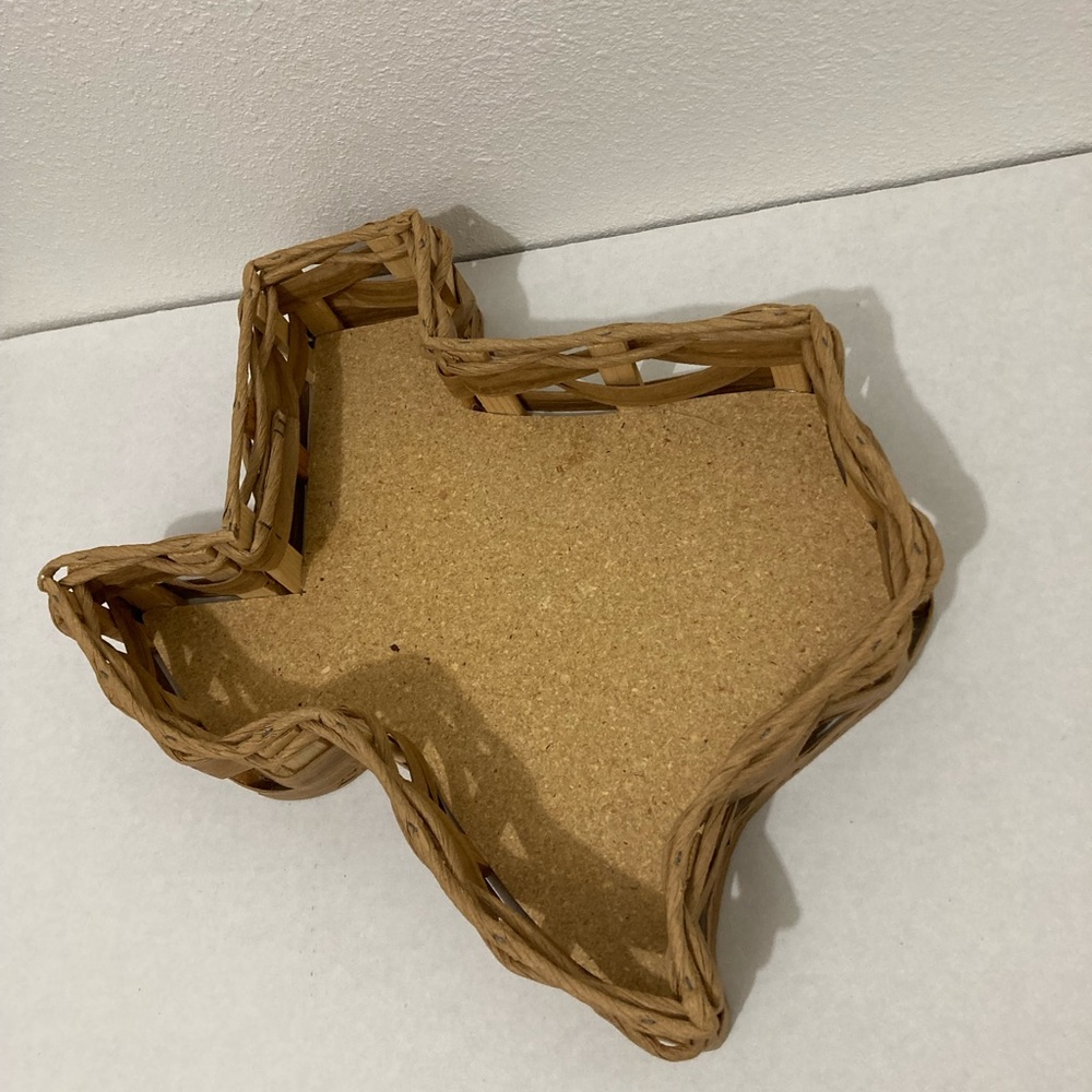 Texas shaped wicker basket Decorative organizer Large Made in USA